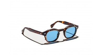 MOSCOT CLIPTOSH GOLD WITH CUSTOM MADE TINTS CELEBRITY BLUE