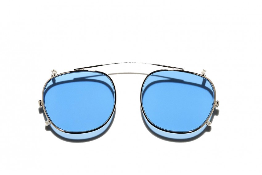 MOSCOT CLIPTOSH GOLD WITH CUSTOM MADE TINTS CELEBRITY BLUE