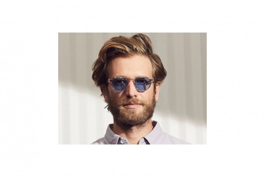 MOSCOT CLIPTOSH GOLD WITH CUSTOM MADE TINTS CELEBRITY BLUE